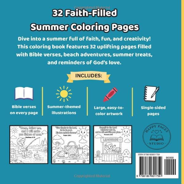 Summer Bible Coloring Book: Christian Coloring Pages, Bible Stories & Faith-Filled Summer Fun for Kids
