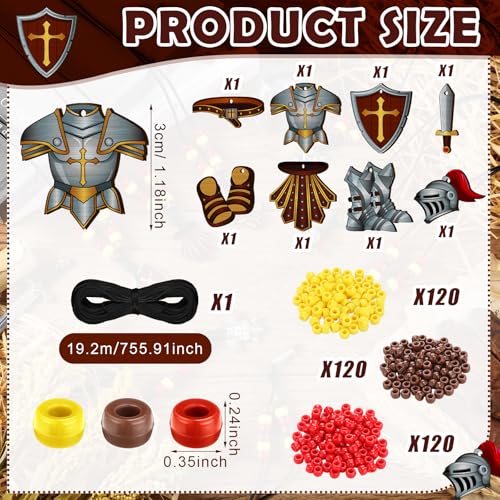 Memorywuu 24 Sets Armor of God Necklace Craft Kit, Wooden Pendants Beads