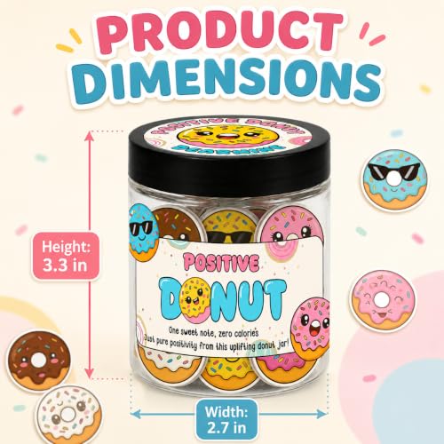 DEARMINE Positive Donut Jar with 60 Affirmation Cards, Emotional Support Donut Gift, Gifts for Teenage Girls, Friendship Gifts for Women - color: Positive Donut
