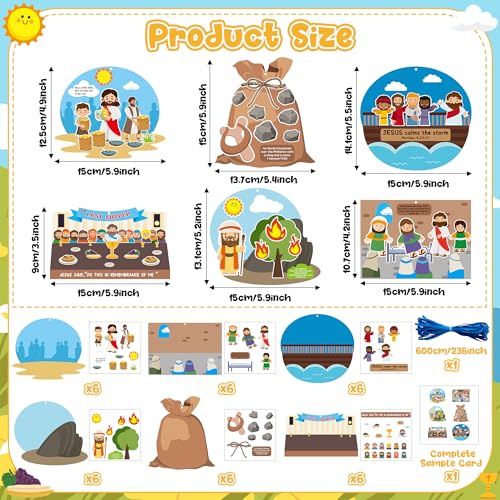 BWkoss 36Set Religious Sunday School Crafts for Kids Sunday School Supplies