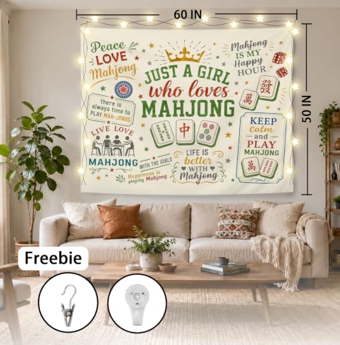 Elpwk Mahjong Tapestry Wall Decor 50x60 Inch, Mahjong Lover Player Gifts - color: Mahjong wall decoration