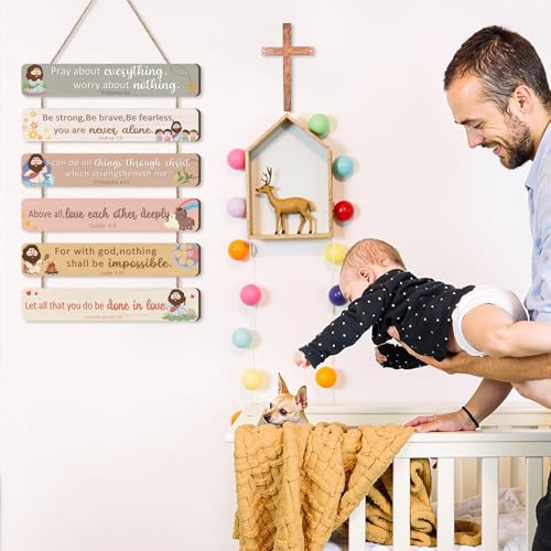 IARTTOP Kids Bible Verse Christian Meditation Wooden Hanging Sign - color: Bible Verse