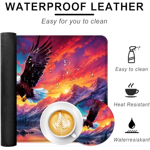 Large Keyboard Mouse Pad Set, Extended Mouse Pad+Keyboard Wrist Rest Support, Memory Foam Ergonomic Easy Typing, 4Pcs (31.5×11.8 in) Desk Pad Set for Office Home,Beautiful Bald Eagle Flying - color: Beautiful Bald Eagle Flying-2-22