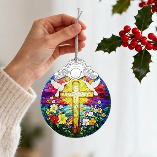 Catholic Cross Ornament, Christian Christmas Ornament, Christmas Tree Ornament, Religious Home Decor, Christian Gifts for Her, Religious Gifts, Gift Exchange, Gift Idea - Pattern C - color: Cross Pattern C