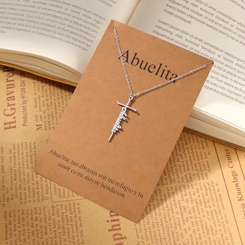 Lcherry Birthday Gifts for Grandma Mom Daughter Teacher Cross Necklace for Women Christian Necklaces Religious Gifts Jewelry for Women Mother's Day - style: Abuelita