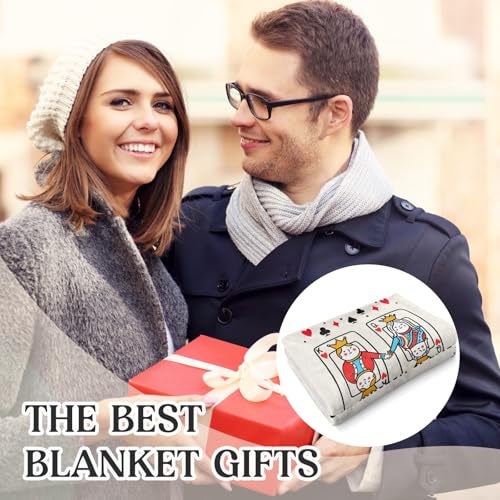 Gifts for Girlfriend/Boyfriend Blanket - "King & Queen" Poker Theme Throw, Romantic I Love You Gifts for Couples, Husband&Wife, Him&Her, Wedding Anniversary Present for Bed Sofa Napping, Pokerist Gift - size: I Love You