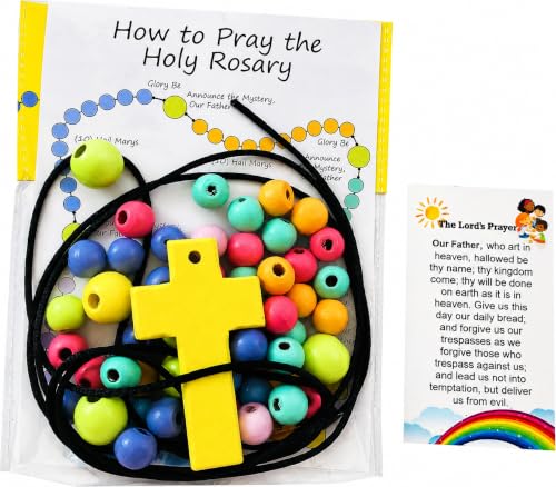 Rosary Craft Kit Make Your Own Hail Mary Our Father Holy Card Wooden Beads - size: medium