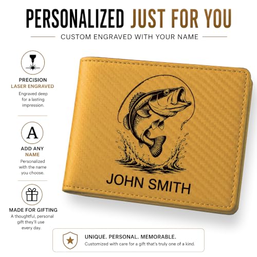 LaserGram Personalized Wallet, Christian Cross (Carbon Fiber Gold) - color: Carbon Fiber Gold