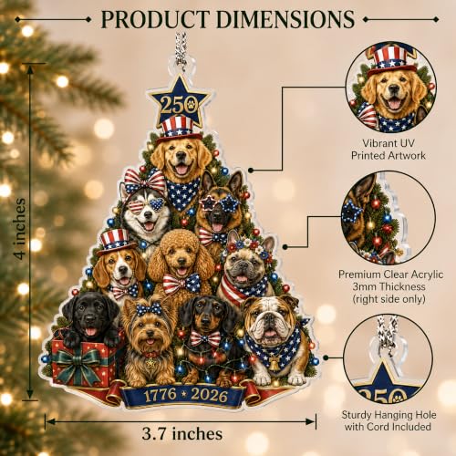 Dog Christmas Ornaments, Gifts for Dog Lovers, Dog Ornaments, French Bulldog, Dachshund, Weiner, Black Labrador, Husky, German Shepherd, Golden Retriever : Christmas Ornaments - color: 250dog