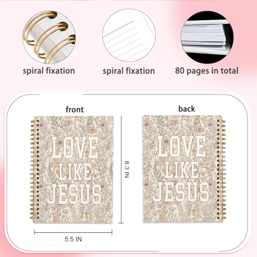 Bible Journal for Women, Christian Gifts for Women Girls, Prayer Bible Study Supplies Notebook, Boho Floral Office School Supplies, Love Like Jesus Hardcover Spiral Notebook 5.5 x 8.3 Inch - color: love like Jesus