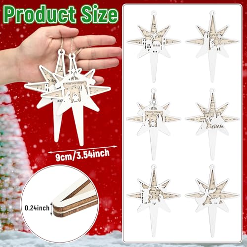 Shellwei 24 Pcs Christmas Wooden Nativity Ornaments Set Bulk Gift - style: Bethlehem
