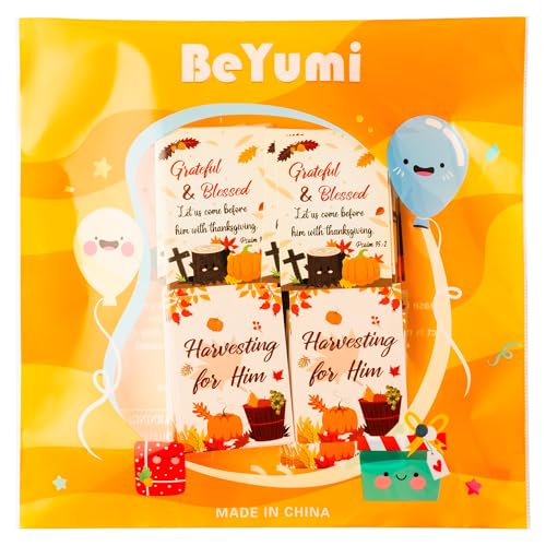 BeYumi Fall Religious Prayer Cards - 200Pcs Fall Pocket Wallet Cards Bulk with Bible Verses Corss Inspirational Words Faith Prayer Card for Gifts Autumn Party Sunday School Church Holiday Decoration - style: Fall