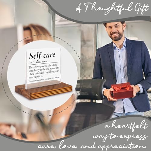 Self Care Inspirational Desk Sign for Women Men, Motivational Acrylic Office Decor with Positive Wellness Quote, Mental Wellness Encouragement Gift for Coworker Friend Therapist Nurse EC438 - style: Coworker Friend Therapist