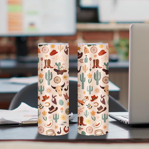 Cowgirl Gifts for Women 20OZ Slim Cowgirl Tumbler with Lid & Straw & Brush - color: Cowgirl