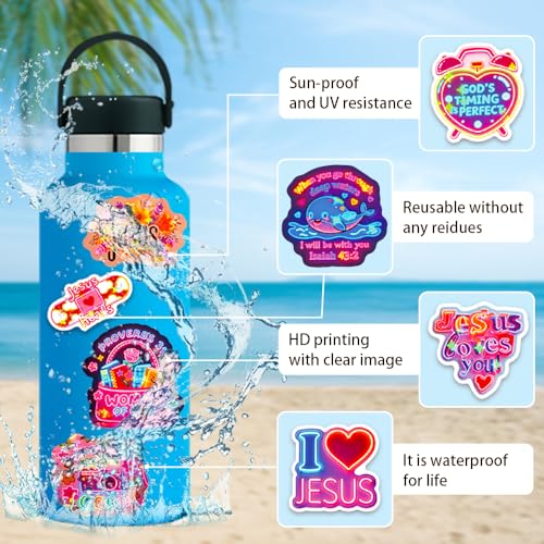 104 PCS Neon Inspirational Christian Stickers, Bible Verse Jesus Stickers for Laptop Water Bottles Scrapbook, Bible Study Journaling Prayer Board Supplies Religious Faith Christian Gifts for Women Men - style: 104 PCS Neon Inspirational Christian Stickers