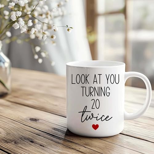 Personalized Look at You Turning 20 Twice - 40th Birthday Mug - Awesome Since 1986 11Oz 15Oz - Custom Gift for 40 Year Old Woman - color: BIRTHDAY-MUG-M1