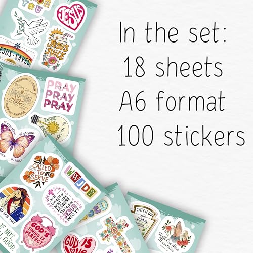 100Pcs Christian Stickers for Water Bottle, Laptop - Religious, Jesus Stickers - Christian Gifts, Party Supplies & Decorations - Gift for Women & Men - color: Christian Stickers