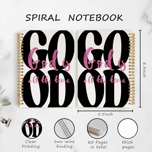 YLZlhb Christian Spiral Notebook Journal, Bible Verse God Is Good All the Time Notebooks for Note Taking, Christian Gifts for Women, Preppy Religious Hardcover Spiral Journal 5.5x8.3 Inches - color: god