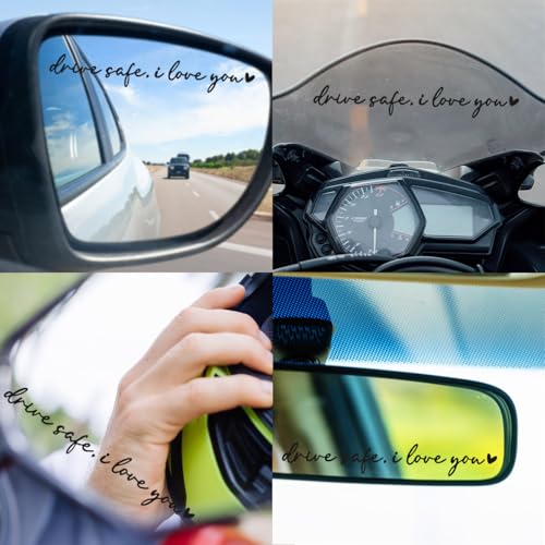Drive Safe I Love You Mirror Stickers, 3Pcs Car Decals for Women(Black) - color: Black Drive Safe I Love You