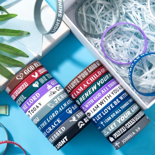 20 Pcs Bible Verse Bracelets Christian Wristbands - color: Dark C-20P
