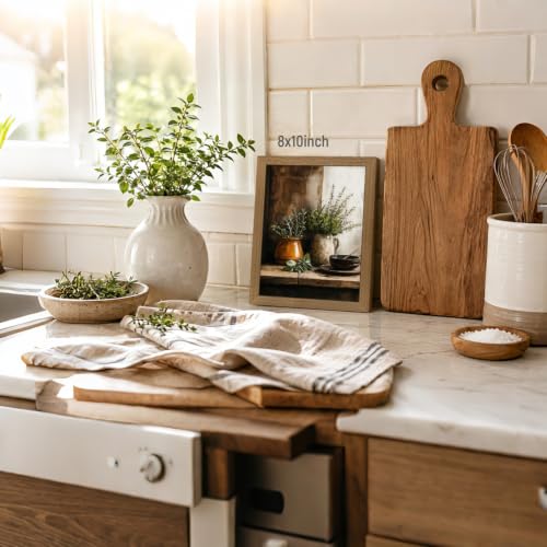 Dynazo Wood Framed Herb Kitchen Wall Art, Rustic Botanical Still Life Wall Decor, Vintage Farmhouse Greenery Poster Print, French Country Cottagecore Artwork for Kitchen Dining Room 8x10 Inch - color: Herbs, size: 10"L x 8"W