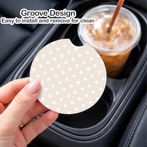 Car Coasters for Cup Holders, 2 Pack Absorbent Ceramic Cup Holder Coasters for Car, Car Cup Coasters with Stylish Design, Cute Car Accessories for Women Interior, Universal Fit (Beige) - color: Beige
