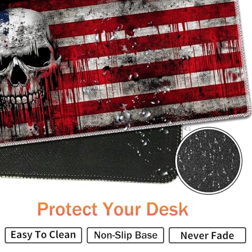 Extended Non-Slip Mouse Pad + Mouse Wrist Rest + Lace-Shaped Coaster Set, Ergonomic Design, Suitable for Desk and Home Gaming Table Mat, A Cross and an American Flag - color: A Cross and an American Flag