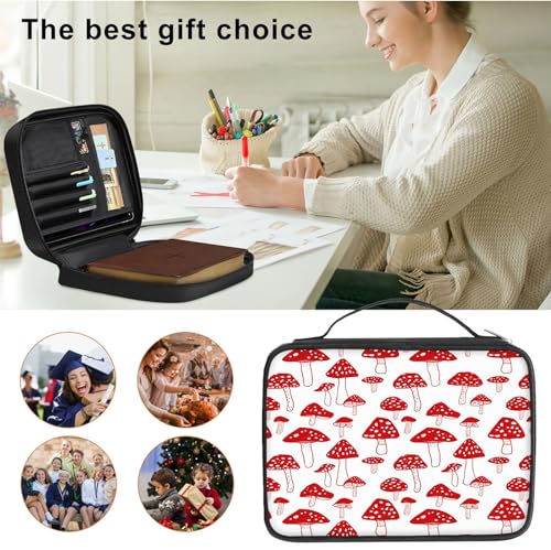 Bible Cover for Women Kids, Bible Carrying Case Church Bag Bible Protective with Zippered Back Pocket, Gift for Adults Lady Women Men, Red Mushrooms - color: Red Mushrooms