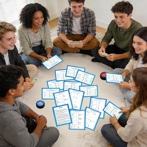 28 Pcs Christian Bible Family Feud Game with 2 Buzzers,Church Game Night, Bible Trivia Games Cards,Team Building & Family Game Night
