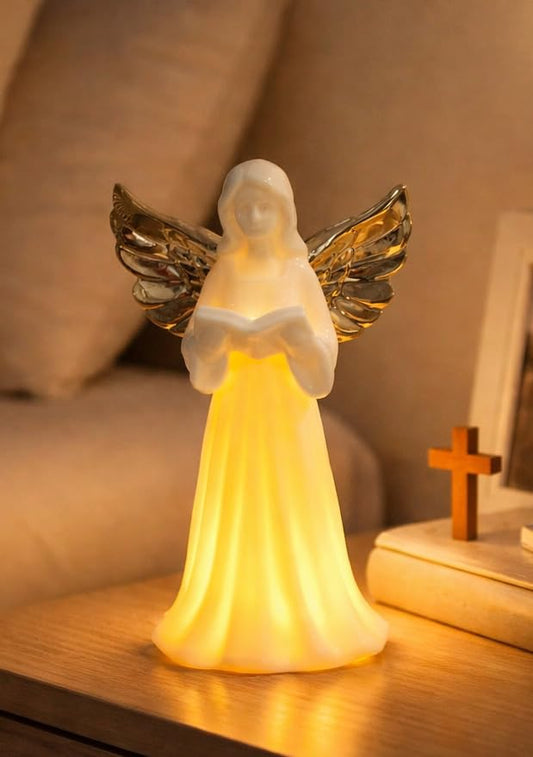 ADAVAS.Y&G Angel Night Light, Christian Angel Figurine with Warm LED Glow, Sympathy Gift for Women, Mom, Daughter, Faith Home Decor 7" H - color: Singing