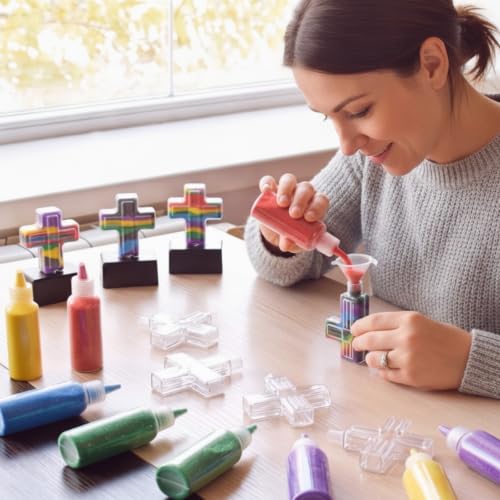 Teyva 90 Pcs Sand Art Cross Craft Kit, 24 Bottles 12 Sand 24 Funnels