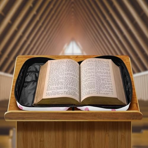 Bible Cover Church Carrying Book Case Polyester Bible Protective with Pen Slots and Zippered Pocket Customizable - color: Cross Flower
