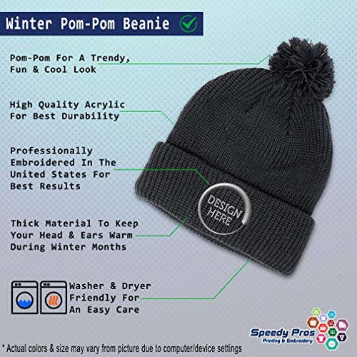 Pom Pom Beanies for Women Faith Christian Cross Embroidery Skull Cap Winter Hats for Men Acrylic 1 Size - color: Black Personalized Text Here