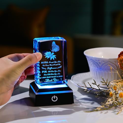 Thank You Gifts for Women Men - Crystal Engraved Decor with led light Presents for Teacher Doctor Nurse Boss Coworker - Inspirational Appreciation Gift for Female Male Leader Best Friends Grateful - color: Thank You-558-led