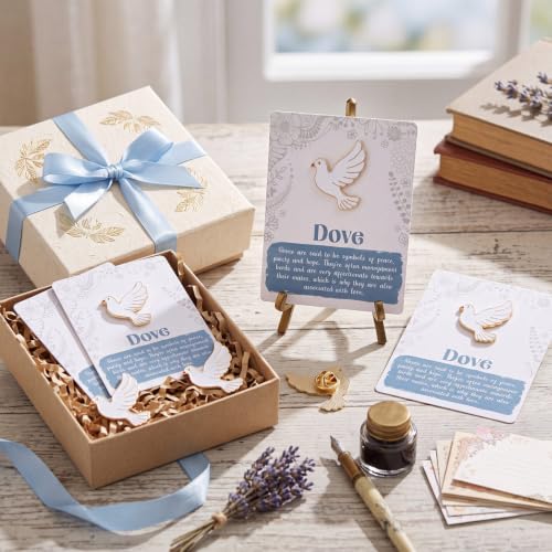 Quelay 30 Sets Dove Pins with Card Bulk White Peace Bird Badge Brooch Symbol of Peace Hope Love Sympathy Memorial Gifts for Funeral Baptism Wedding Baby Shower Religious Party Favors - style: Dove