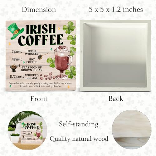 St. Patricks Day Decor, Rustic Irish Coffee Wood Block Sign - color: COFFEE