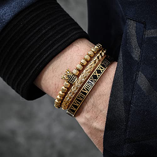 WFYOU Stainless Steel Bracelets for Men Gold Cuff Bracelet Birthday Gifts - color: Gold 10