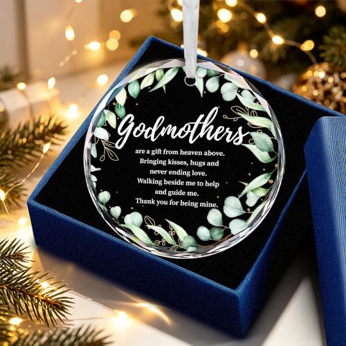 Fatbaby Godmother Gifts from Godchild Goddaughter, Godmother Glass Ornament 2026, Christas Birthday Baptism Gift for Godmothers - color: Godmother
