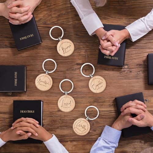 Sureio 48 Pcs Bible Verse Keychains Christian Gifts for Church, Round - style: Round