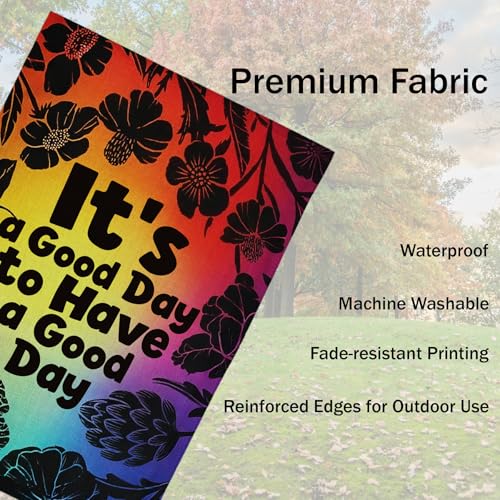 Retro Good Day Daisy Garden Flag 12x18in Double Sided Outdoor Yard Decor - color: Red Good Day