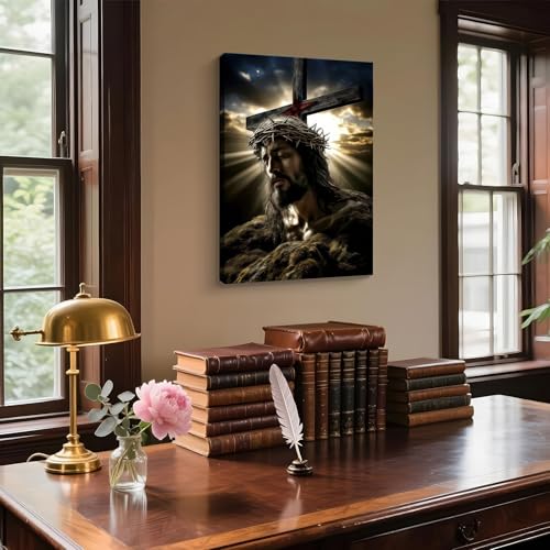 dzbBest Jesus Crown of Thorns Canvas Wall Art, Gallery Wrapped Print, 12x16 - color: Jesus Crown Of Thorns, size: 16"L x 12"W
