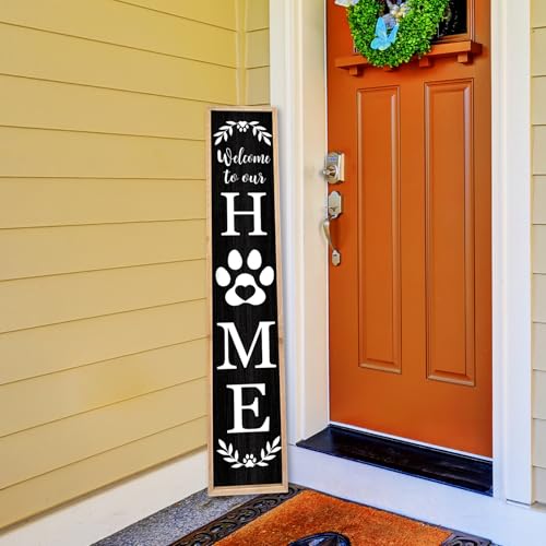 TQianJiang Welcome Outdoor Sign, 45"×9", Wood Black - color: Farmhouse Welcome Outdoor (Wood Black)