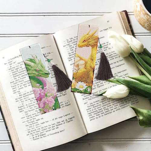 Dragon Diamond Art Bookmarks, Diamond Painting Book Marks for Adults - style: Dragon 8pcs