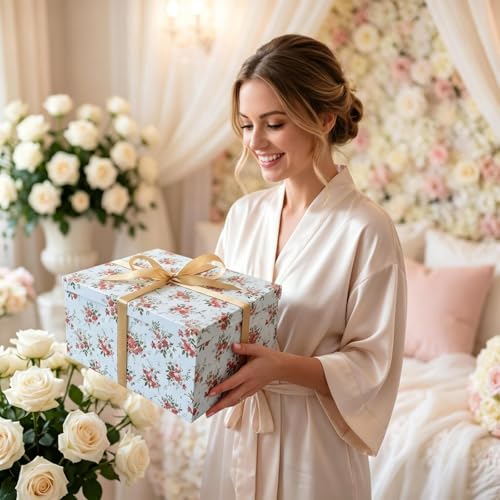 BoxSkivra 1 Pack 14.5x11x7 inch Keepsake Boxes with Lids Large Decorative Boxes Extra Large Keepsake Box for Wedding Bridesmaid Proposal Box with Lids,Include Crinkle Paper,Ribbon,Card & Envelop - color: 14.5x11x7Inch-Red-Pack of 1
