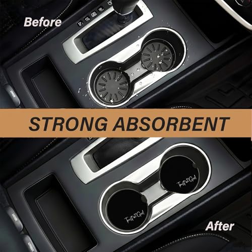 Trust in God Car Coasters for Cup Holders, Absorbent Ceramic Anti Slip Universal Car Interior Accessories Cup Coaster for God Lover (Black, 2 Pack)