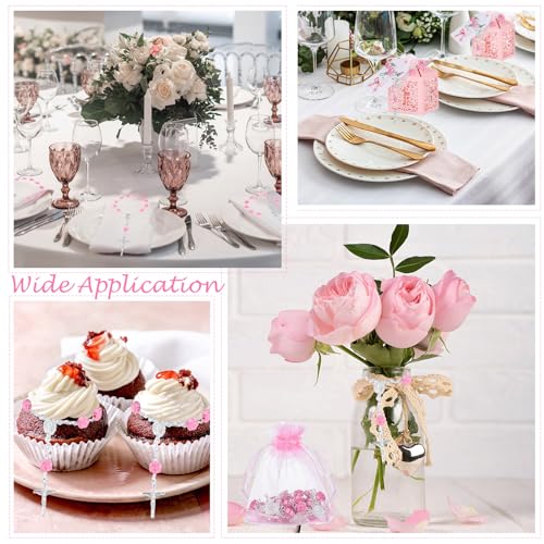 100 Pcs Pink Baptism Favors Mini Rosary Cross Boxes Gift Bags Cards