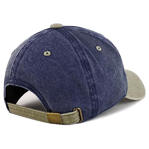 Trendy Apparel Shop Dad Embroidered Pigment Dyed Low Profile Cotton Cap - color: Navy Khaki