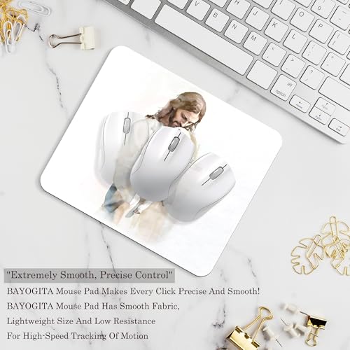 Christian Decor Mouse Pad - Jesus and Lamb Office Decor Mousepad, Religious Mouse Pads for Desk, Christian Gifts for Women, Jesus Coworker Gifts, 9.5x8 Inches - color: Jesus and Lamb