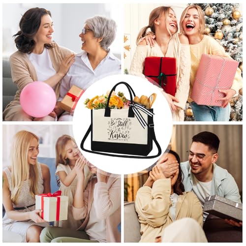 Christian Canvas Tote Bag - Be Still and Know Grocery Handbags - style: Be Still