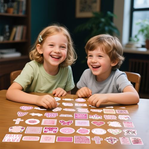 100 Pcs Bible Verse Stickers Pink Christian Stickers for Adults Women - color: Pink Christian